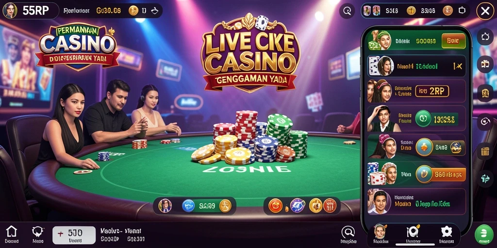 Gameplay Live Casino di 55RP dengan interaksi dealer yang mengesankan.
