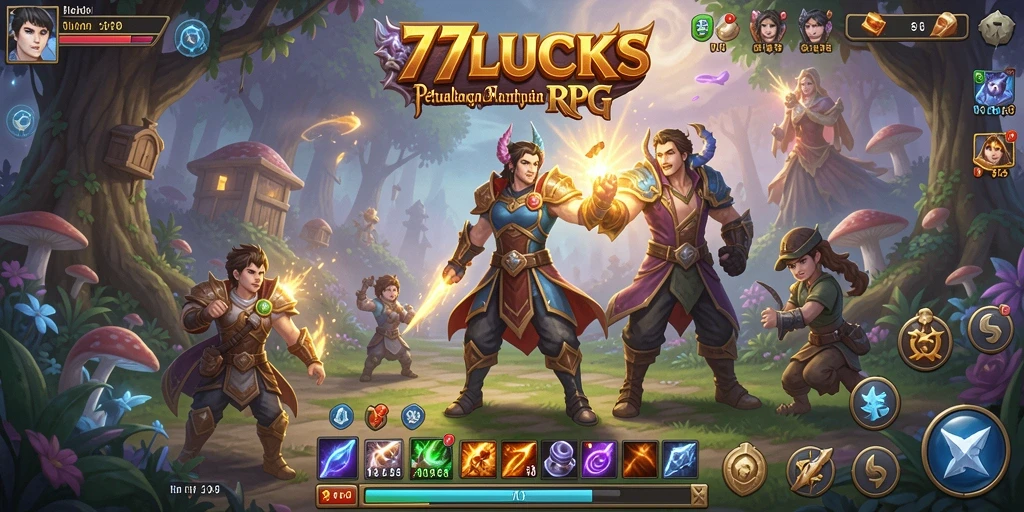 Tampilan gameplay menegangkan di dunia RPG 77LUCKS.