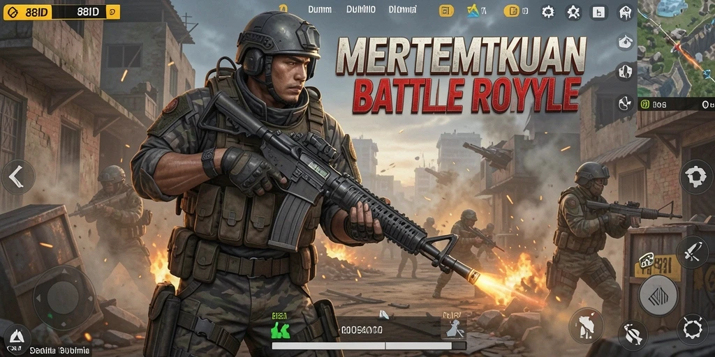 Screenshot gameplay 88ID menampilkan intensitas pertempuran di arena Battle Royale.