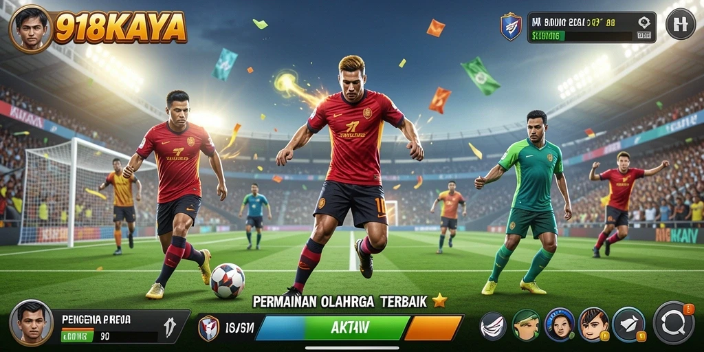 Tampilan gameplay seru dari 918KAYA dengan aksi olahraga mendebarkan.