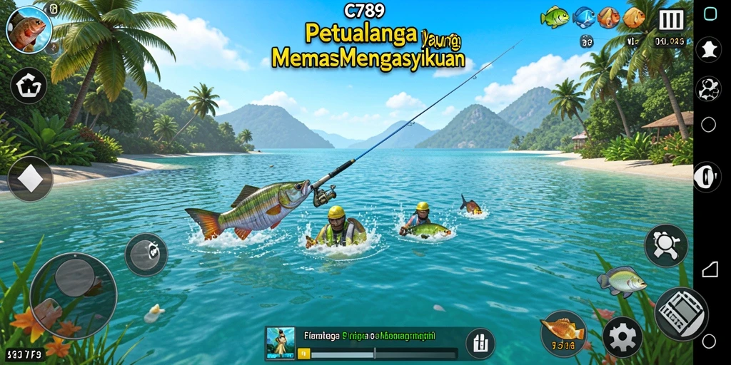 Tampilan gameplay C789 yang menarik saat menangkap ikan.
