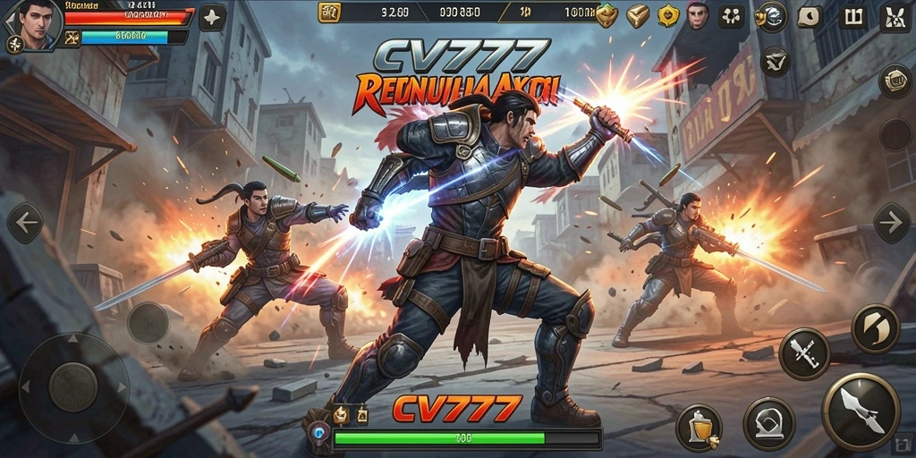 Screenshot gameplay CV777 menunjukkan karakter dalam pertarungan epik.