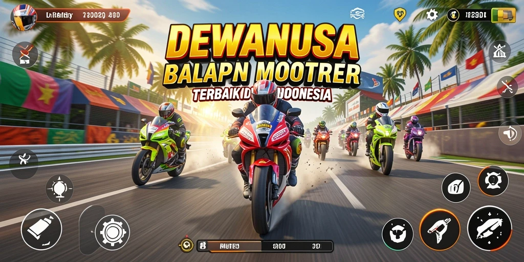 Tampilan gameplay seru dan menegangkan dari DEWANUSA saat balapan motor.