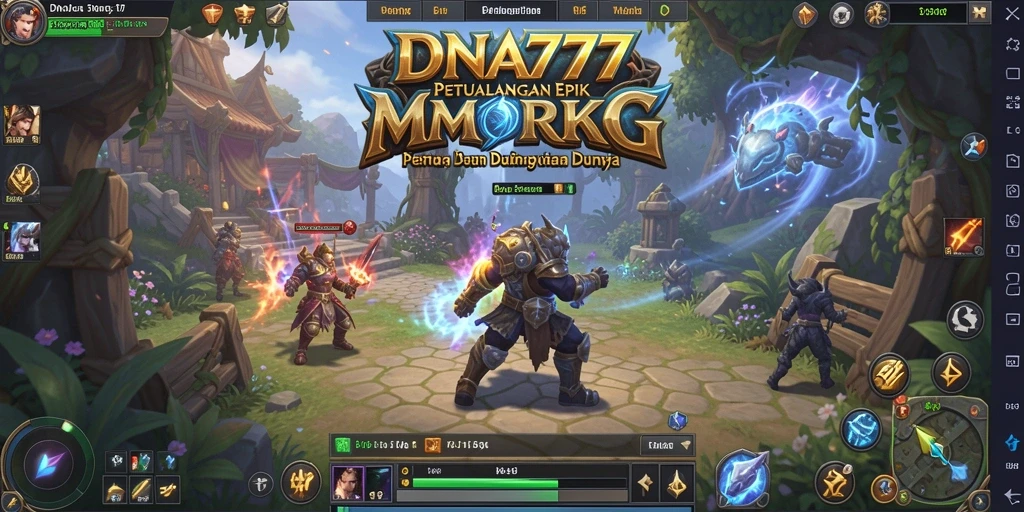 Screenshot gameplay DNA777 menampilkan aksi petualangan seru di MMORPG.