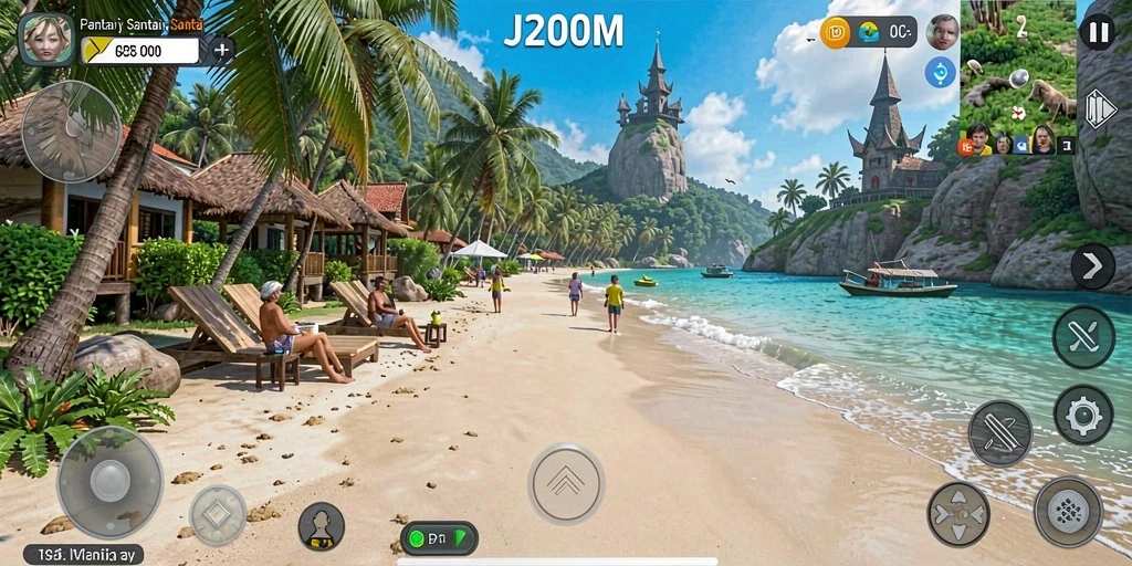 Tangkapan layar gameplay J200M yang menarik dan santai.