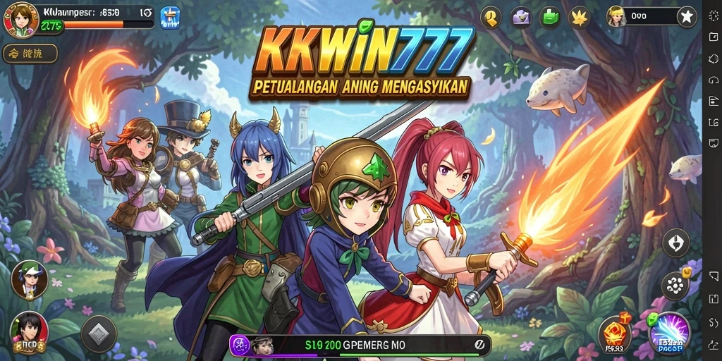 Tampilan gameplay yang menakjubkan dari KKWIN777 dengan karakter anime.