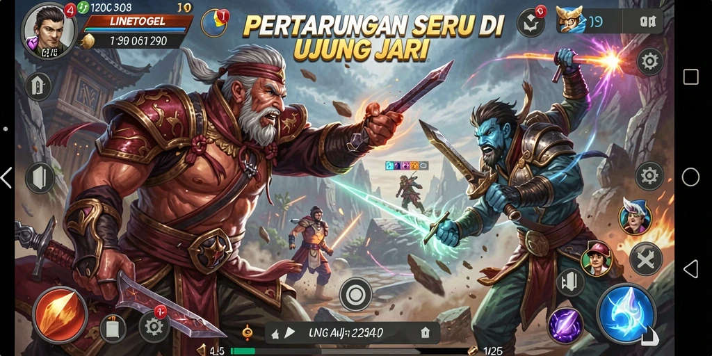 Tangkapan layar utama gameplay LINETOGEL menampilkan aksi pertarungan seru.