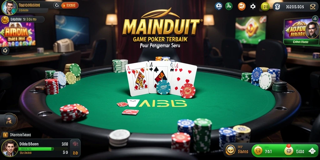 Tampilan permainan poker seru di MAINDUIT dengan grafis memukau.