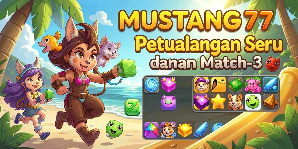 Tampilan permainan Match-3 yang menarik dan penuh warna.
