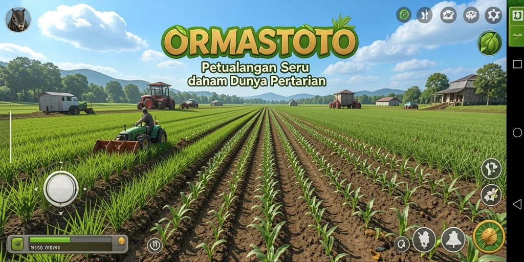 Screenshot gameplay <strong>ORMASTOTO</strong> menampilkan aktivitas bertani yang menyenangkan.