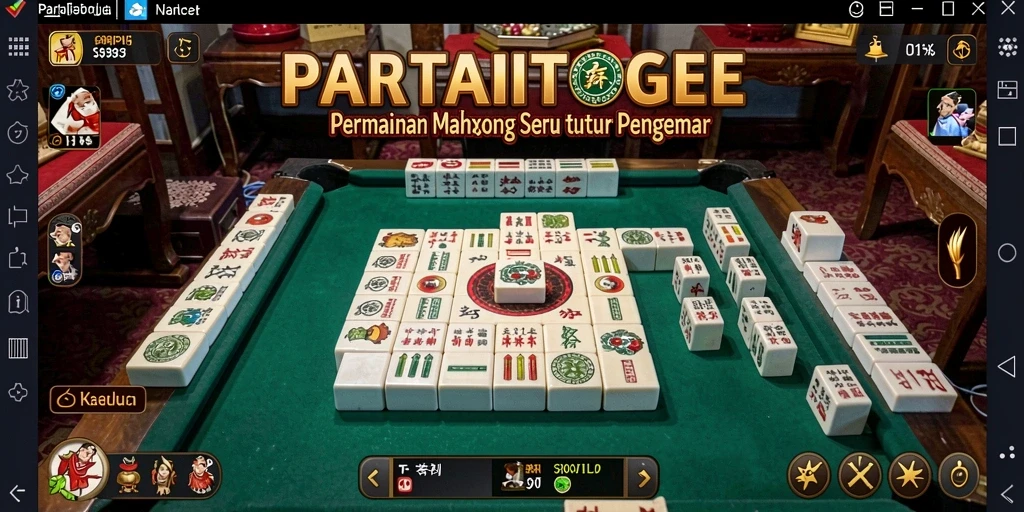 Tampilan gameplay menarik di PARTAITOGEL dengan ubin Mahjong yang berwarna-warni.
