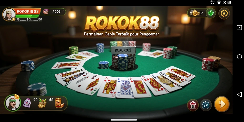 Screenshot gameplay Gaple ROKOK88 yang menunjukkan keseruan permainan.