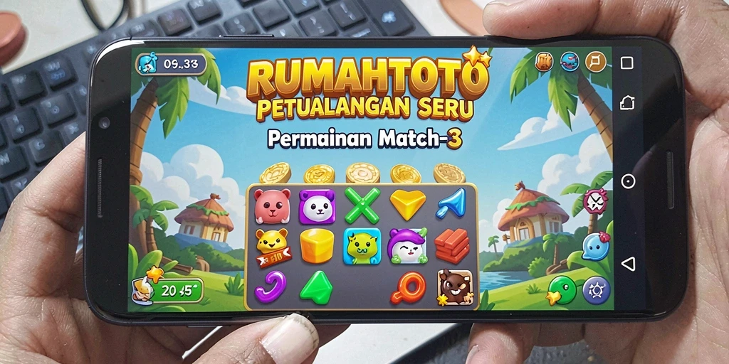Tangkapan layar gameplay RUMAHTOTO yang penuh warna dan menantang.