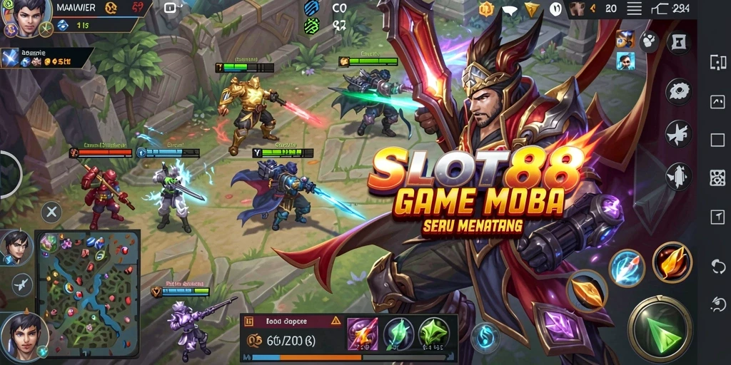 Tampilan menarik dari gameplay SLOT88 dalam pertempuran MOBA.
