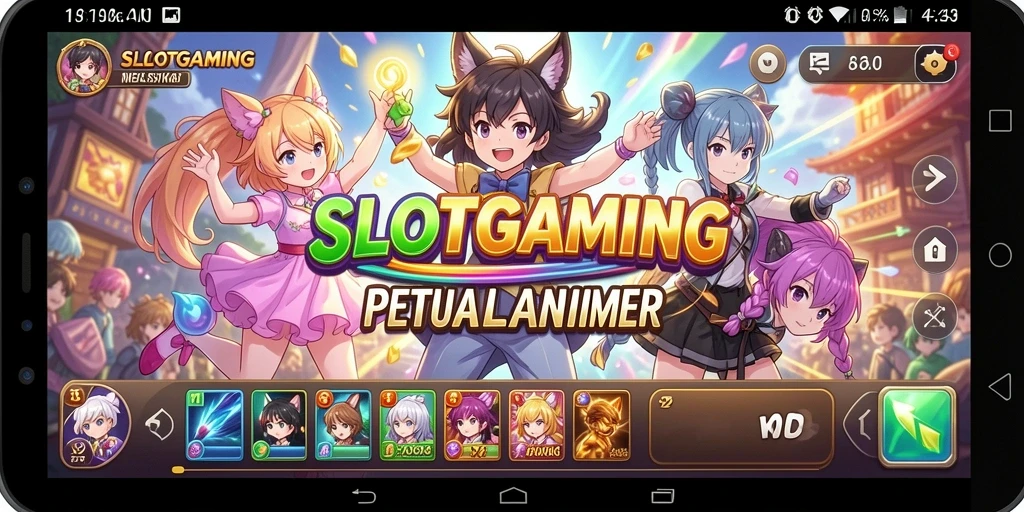 Tampilan gameplay yang menakjubkan dari SLOTGAMING dengan karakter anime.