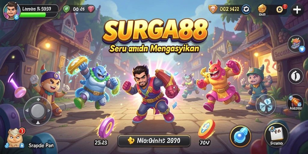 Tampilan layar permainan SURGA88 dengan aksi seru dan tantangan.