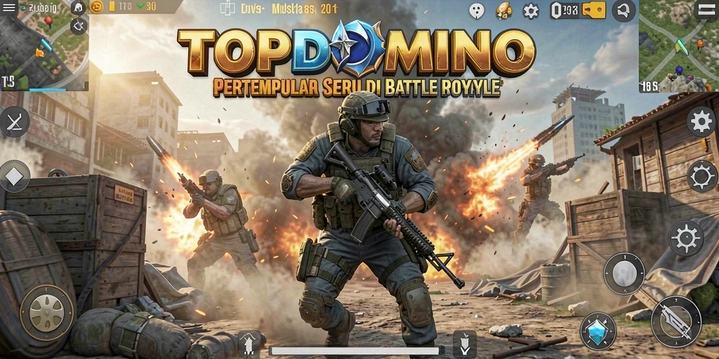 Tampak aksi seru dalam permainan Battle Royale TOPDOMINO.