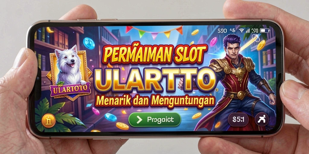 Screenshot gameplay ULARTOTO menampilkan gulungan yang berputar dengan tema slot yang menarik.