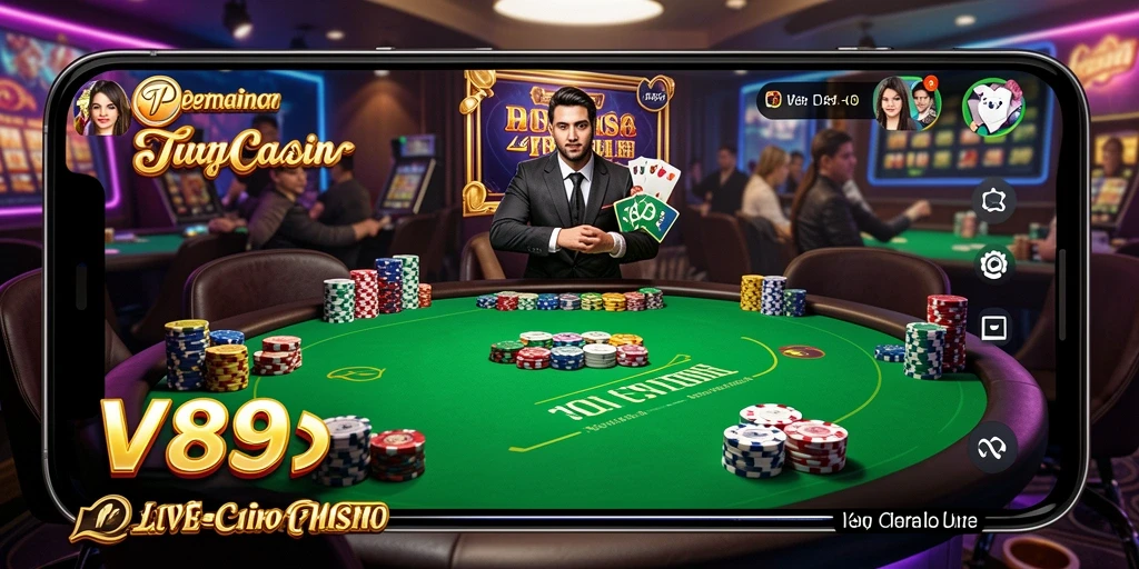 Gameplay Live Casino V89 dengan dealer langsung yang profesional.