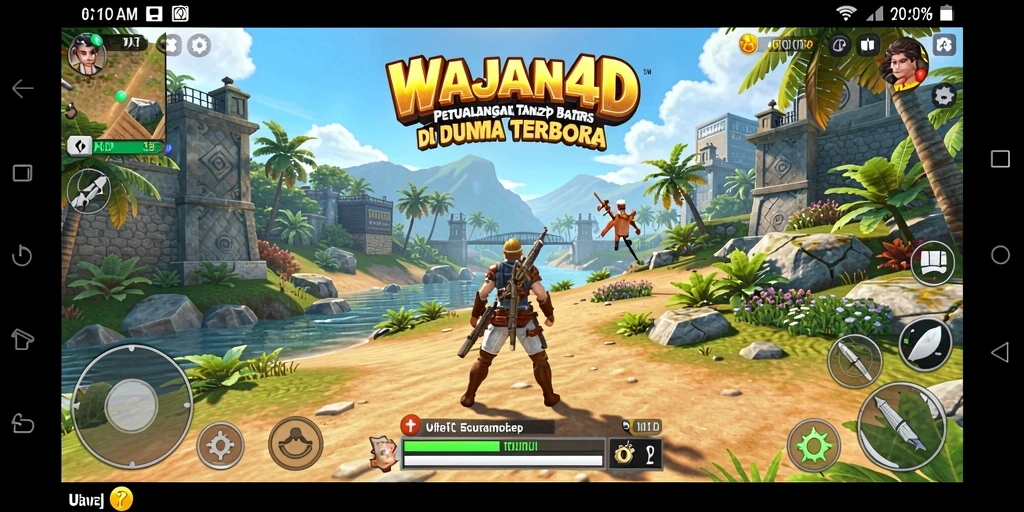 Tampilan utama gameplay WAJAN4D yang menampilkan dunia terbuka yang luas.