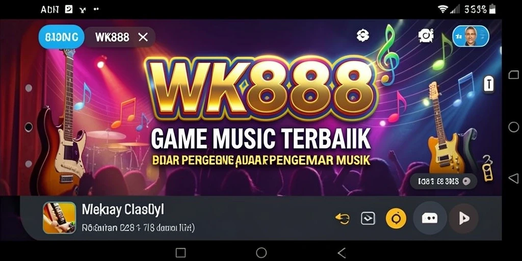 Tangkapan layar gameplay WK888 menunjukkan pengguna yang menikmati musik.
