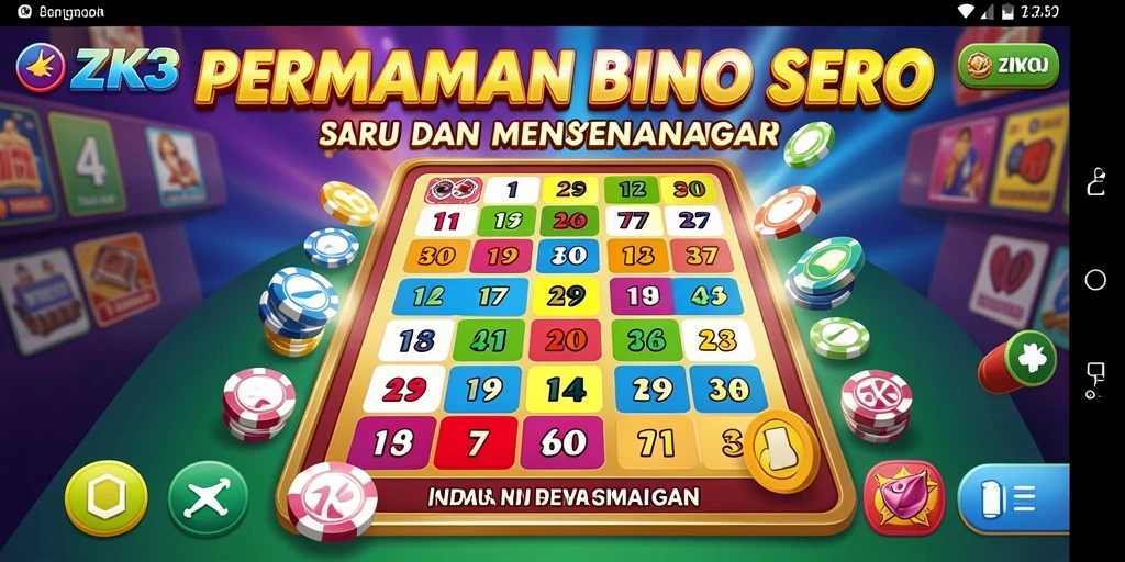Tampilan gameplay ZK3 yang menyenangkan dengan kartu Bingo yang penuh warna.