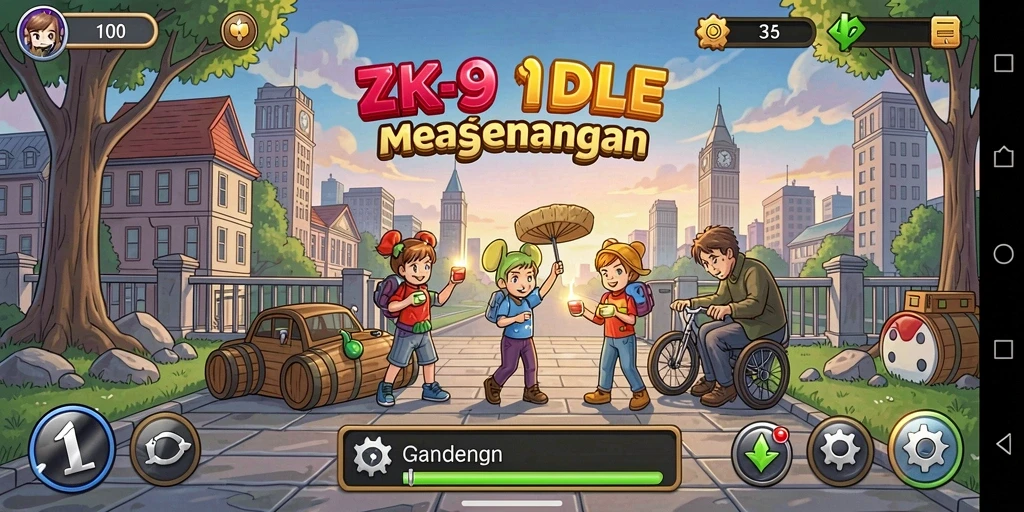 Tangkapan layar utama ZK9 menunjukkan gameplay Idle yang seru.